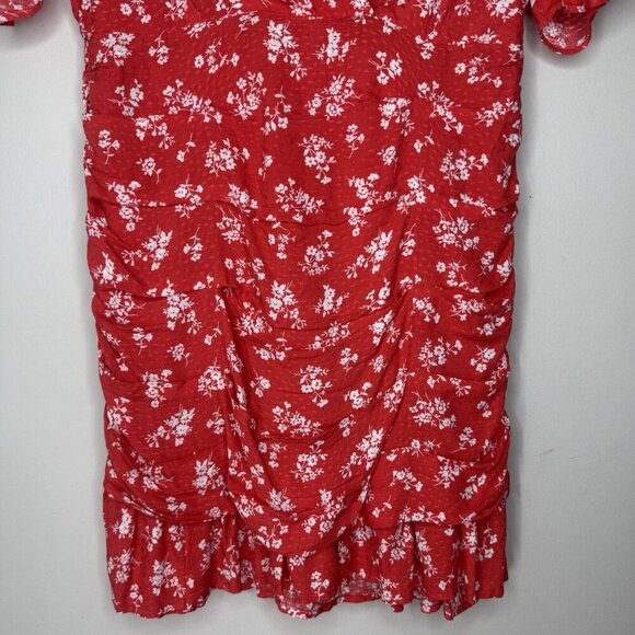 En Creme Red Mini Dress Ruffle Tiered Women’s Size Small Little Red Dress floral - Picture 3 of 9
